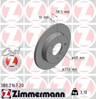 Mitsubishi Colt Arka Fren Diski Dolu Tip ZIMMERMANN