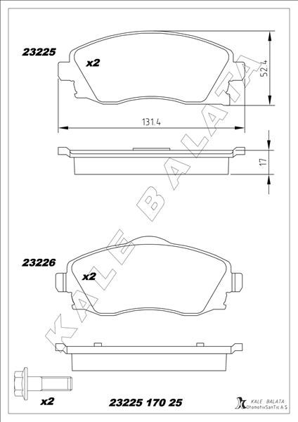 Opel Combo C Ön Balata KALE-BALATA