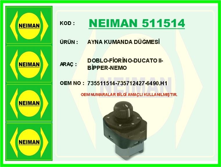 Opel Combo D Peugeot Bipper Citroen Nemo Fiat Fiorino Ayna Ayar Kumanda Düğmesi BESCHER