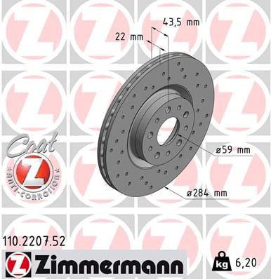 Opel Combo D Fiat Doblo Egea Alfa Romeo 147 156 Ön Fren Aynası 284 x 22 5... ZIMMERMANN