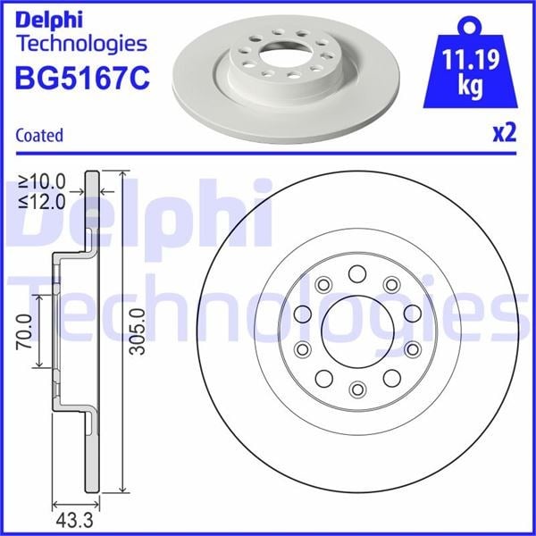 Jeep Compass Arka Fren Diski Çiftli Paket Boyalı DELPHI