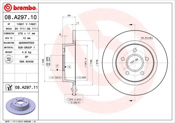 Ford Connect Arka Fren Disk Aynası ABS'li BREMBO