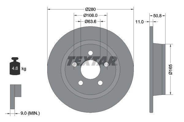Ford Connect Arka Fren Diski (280 MM) TEXTAR