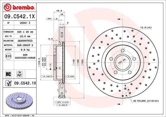 Ford Connect Ön Fren Aynası Delikli BREMBO