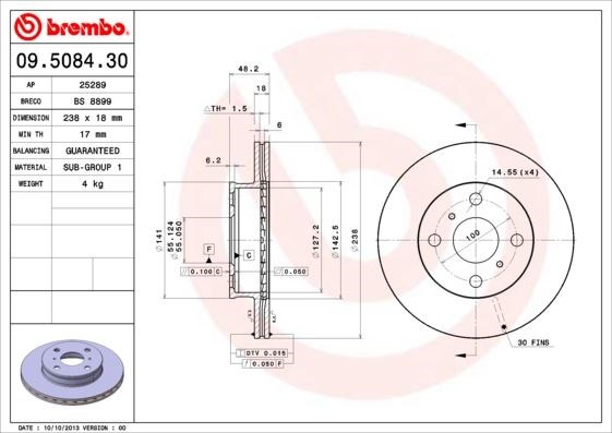 Toyota Corolla Ön Fren Diski Havalı BREMBO