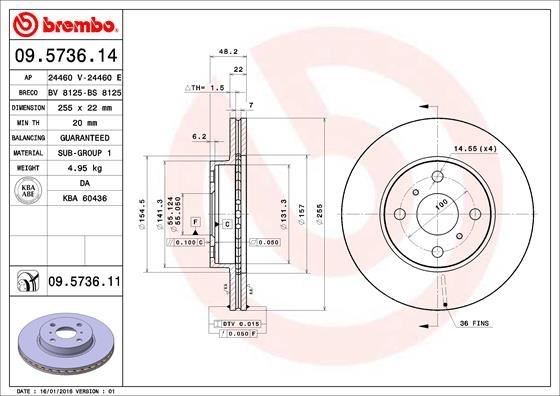 Toyota Corolla Ön Fren Diski Hava Kanallı BREMBO