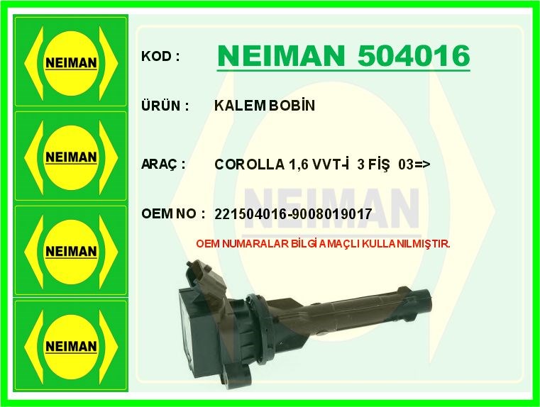 Toyota Corolla 1.6 VVT-İ Kalem Bobin 3 Fiş BESCHER