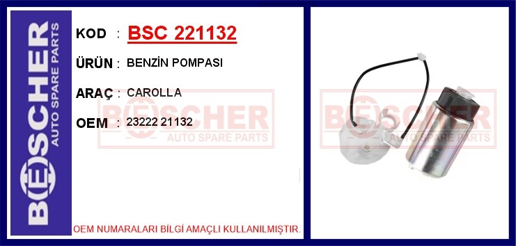 Toyota Corolla Benzin Pompası BESCHER