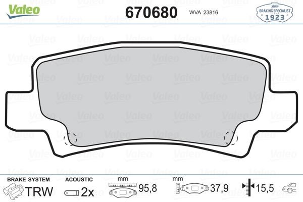 Toyota Corolla Arka Fren Balatası VALEO