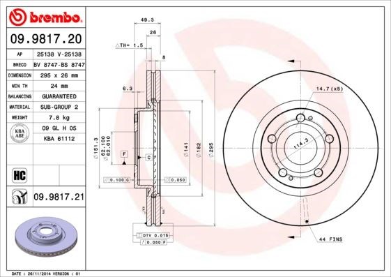 Toyota Corolla Verso Ön Fren Diski Hava Kanallı Kaplamalı BREMBO
