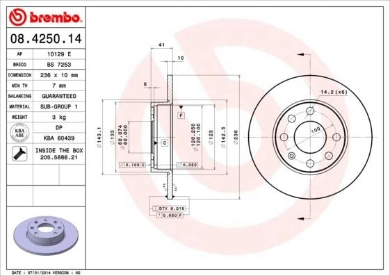 Opel Corsa A 1982-1993 Kadett D 1979-1984 Kadett E 1984-1994 Ön Fren Diski BREMBO