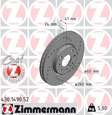 Opel Corsa C Ön Fren Diski Havalı Delikli 260mm ZIMMERMANN