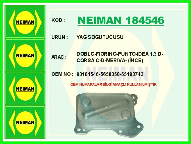Opel Corsa C D Combo C D Astra H J Meriva B Yağ Soğutucu Radyatörü 1.3 CDTI-MTJ BESCHER