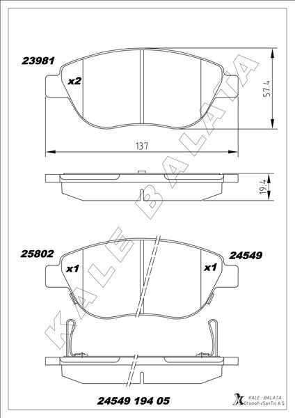 Opel Corsa D Ön Fren Balatası Büyük Tip KALE-BALATA