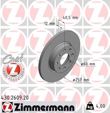 Opel Corsa D Ön Fren Diski Havalı 257mm ZIMMERMANN