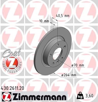 Opel Corsa D Arka Fren Diski Dolu 264mm ZIMMERMANN