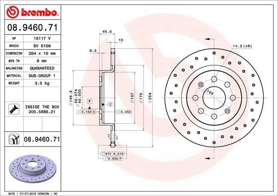 Corsa E Adam Punto Evo Grande Punto Arka Fren Aynası [264x10x4DLxHAVALI 15 İnç] BREMBO