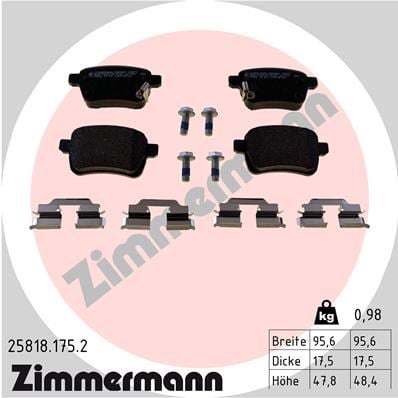 Opel Corsa E Arka Fren Balatası ZIMMERMANN