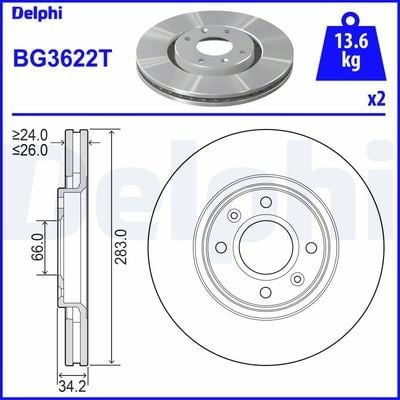 Opel Corsa F Ön Fren Aynası 283x26x4DLxHavalı DELPHI