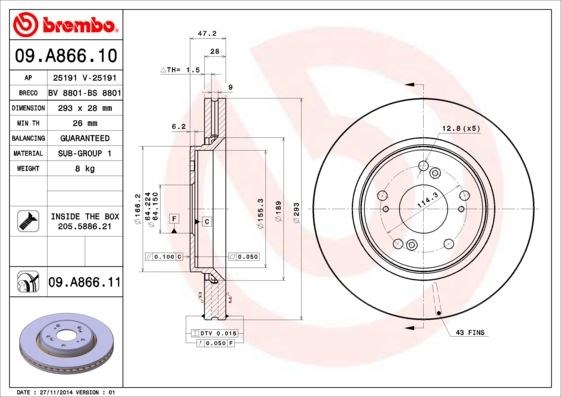 Honda CR-V Ön Fren Diski Hava Kanallı BREMBO