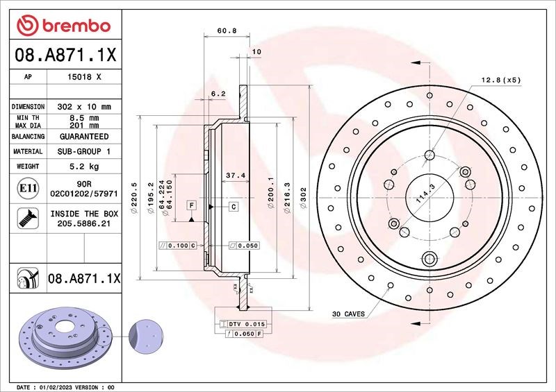 Honda CR-V Arka Fren Diski Dolu Tip Kaplamalı Delikli BREMBO