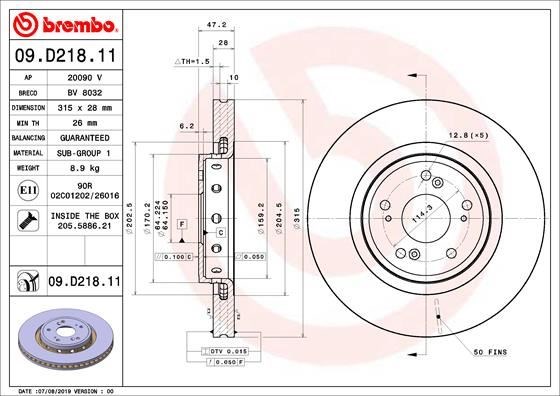 Honda CR-V Ön Fren Diski Hava Kanallı BREMBO