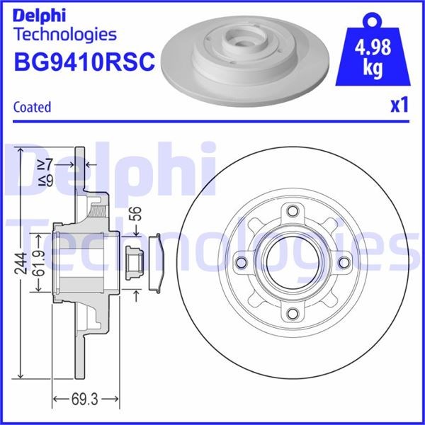 Opel Crossland Arka Fren Diski Poryalı DELPHI