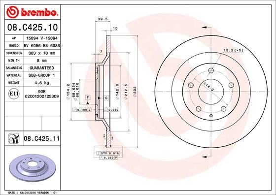 Mazda CX-5 Arka Fren Diski UV Coated BREMBO