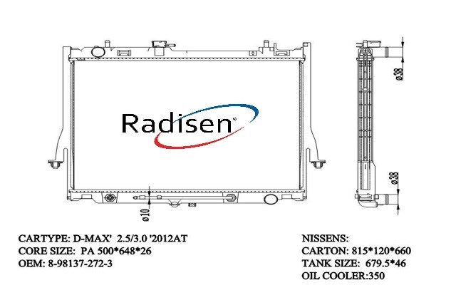 Isuzu D-Max Su Radyatörü Otomatik Vites RADISEN