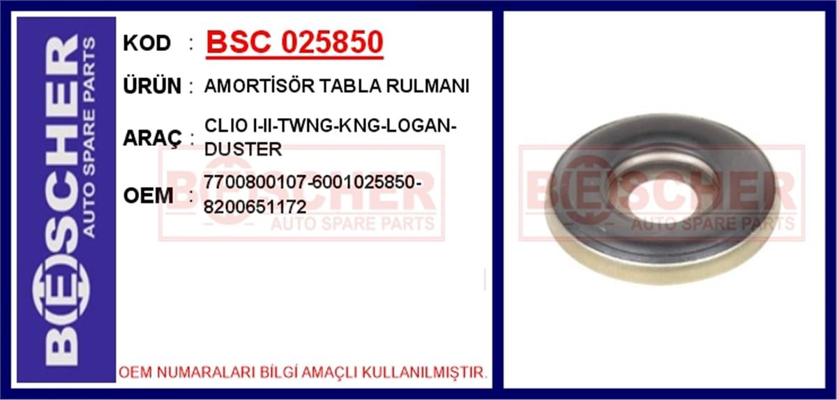 Renault Clio 1 2 Twingo Kangoo Amortisör Tabla Rulmanı 7700800107-6001025850-82006511