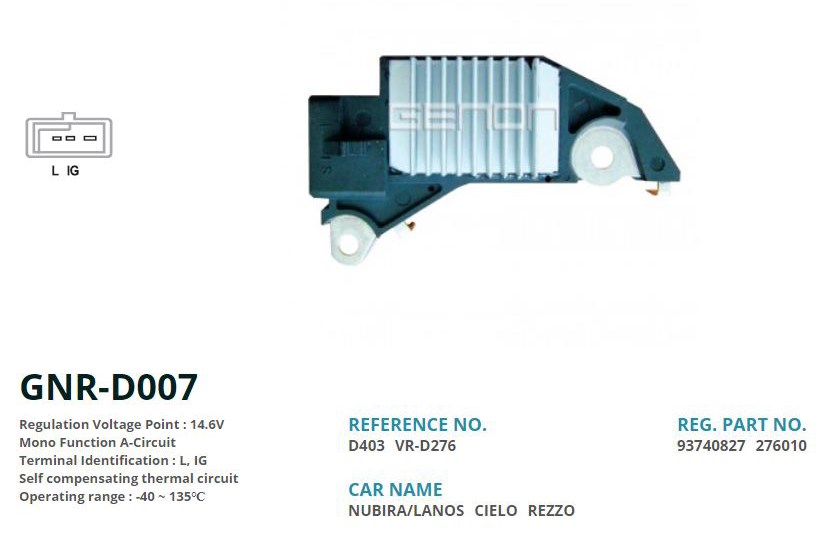 Daewoo Nubira Alternatör Konjektörü 12V GM 3 Fiş L IG GENON