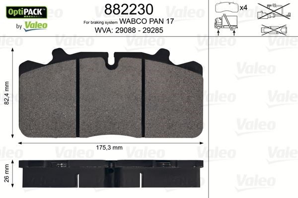 DAF 45 F Disk Fren Balatası Optipack Sensörsüz VALEO