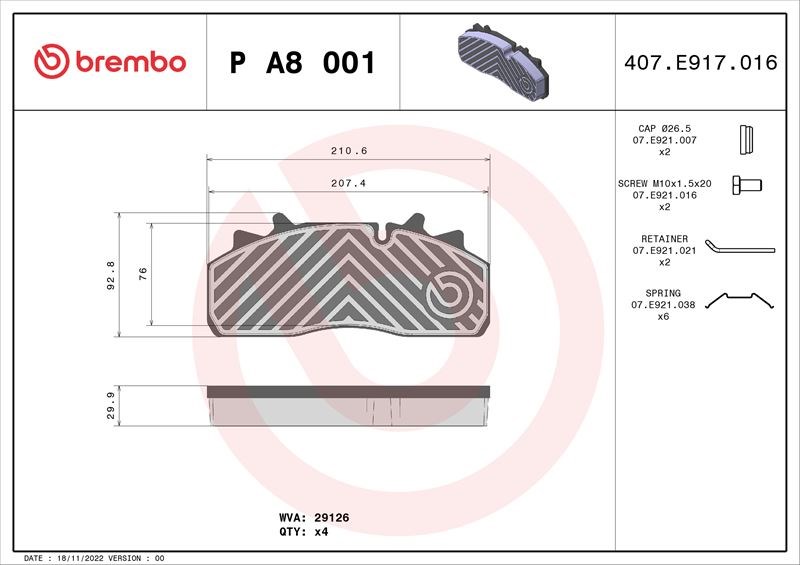 Daf CF LF LF 55 Fuwa K Hitch Fren Balatası BREMBO
