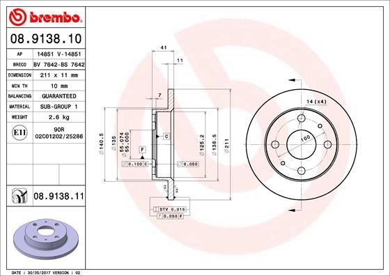 Daihatsu Ön Fren Diski Standard BREMBO