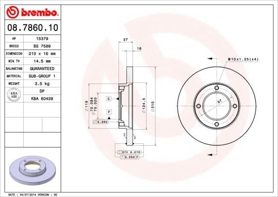 Daihatsu Ön Fren Diski Standard BREMBO