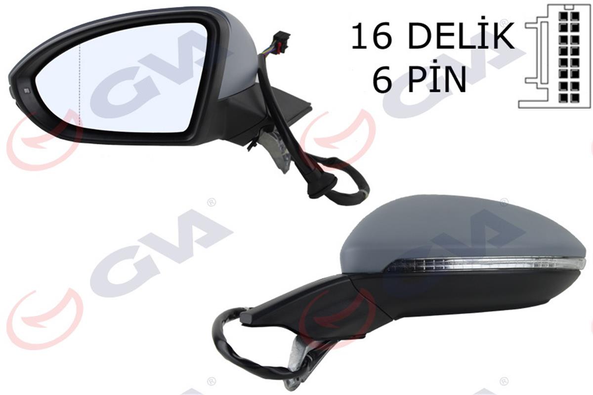 Dış Dikiz Aynası Elektrikli Isıtmalı Sol Golf 7 13 Sinyalli Astarlı Vm-6187Ehp