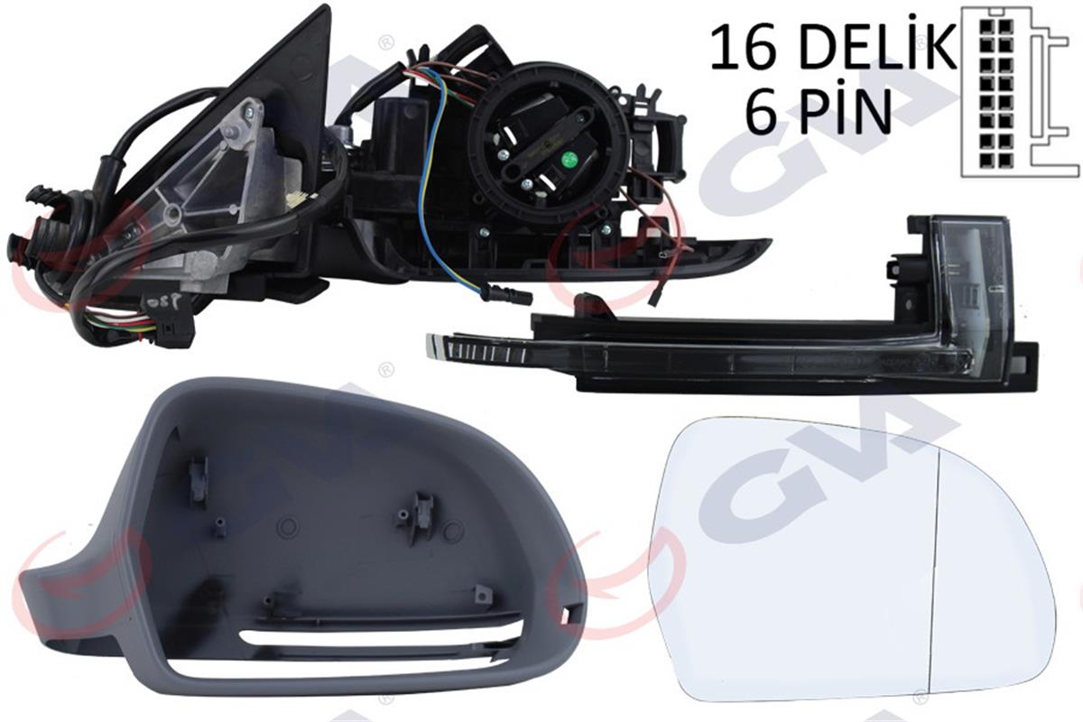 Dış Dikiz Aynası Elektrikli Isıtmalı Sağ Audi A4 2008-2012 Astarlı Vm-018Ehpr