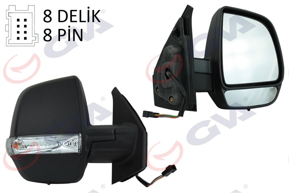 Dış Dikiz Aynası Elektrikli Sağ Doblo 2011 Ortadan Sinyall Siyah Kapaklı 6 Fişli