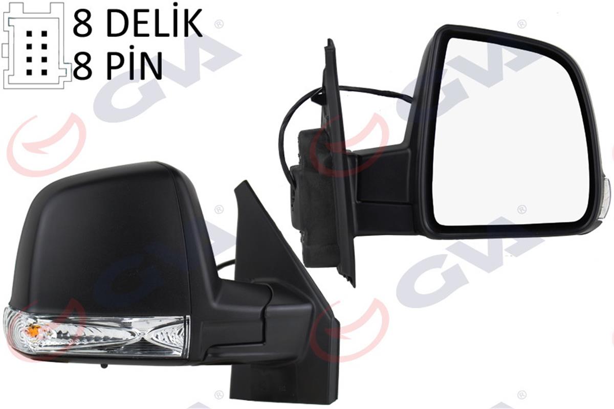Dış Dikiz Aynası Elektrikli Sağ Doblo 2011 Alttan Sinyalli Siyah Kapaklı 8 Fişli