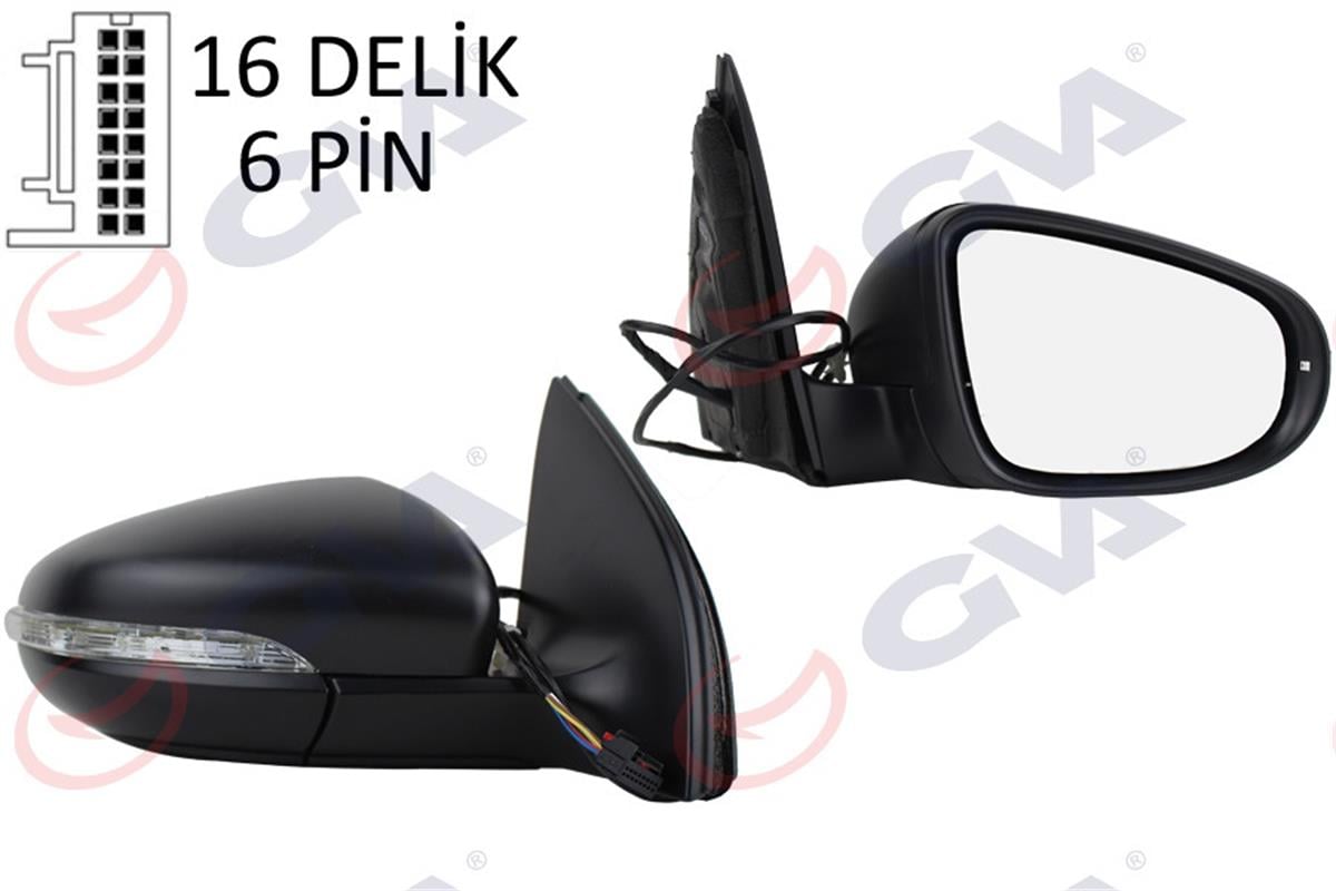 Dış Dikiz Aynası Elektrikli Sağ Isıtmalı Golf 6 2009-2013 Sinyalli Vm- 6197Ehr
