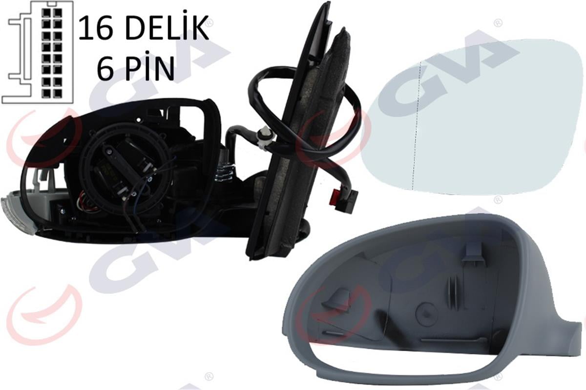 Dış Dikiz Aynası Elektrikli Sinyalli Sol Golf 5 2004-2009 Astarlı Asferikli Vm-1