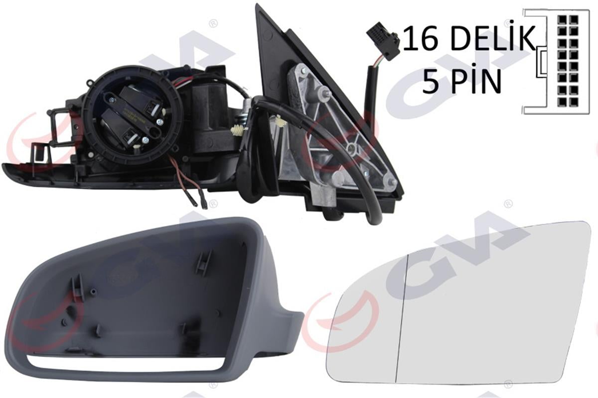 Dış Dikiz Aynası Elektrikli Sol Audi A4 01-04 009Ehal Asferikli Astarlı Vm-009Eh