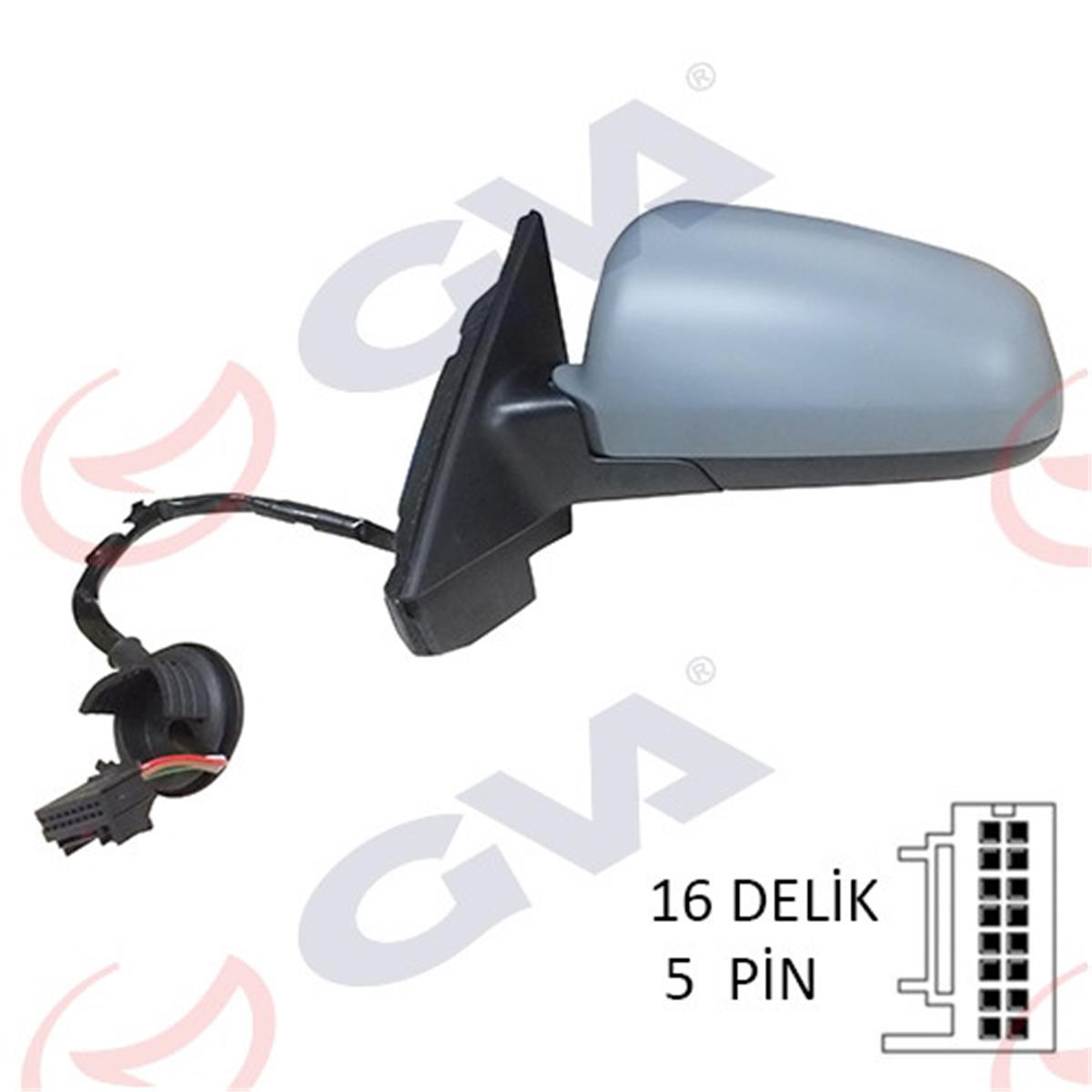 Dış Dikiz Aynası Elektrikli Sol Audi A3 5 Kapı 03-08 Isıtmalı Astarlı Asferikli