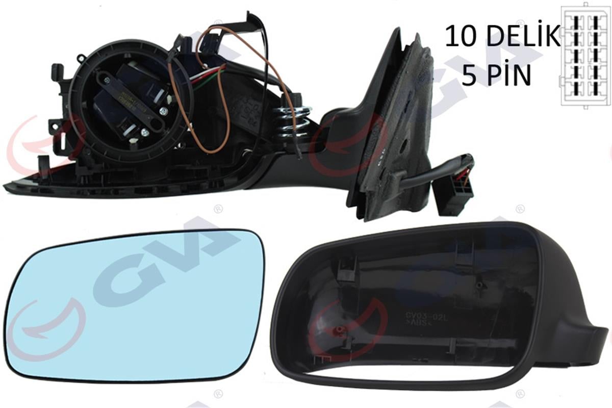 Dış Dikiz Aynası Elektrikli Sol Audi A4 95-00 Asferik Cam