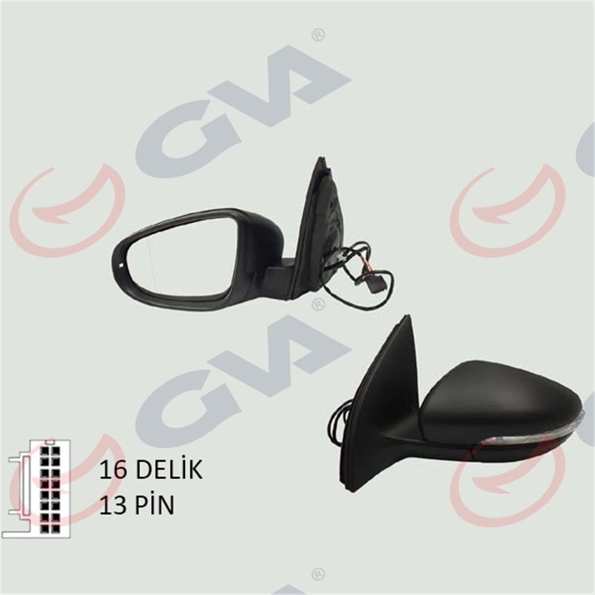 Dış Dikiz Aynası Elektrikli Sol Isıtmalı Golf 6 2009-2013 Sinyalli Asferikli Vm-