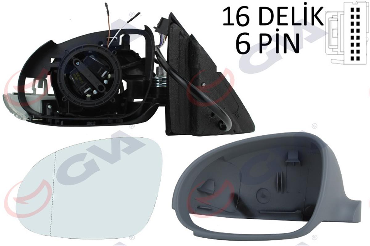 Dış Dikiz Aynası Elektrikli Sol Jetta 2004> Golf V 2005> 6 Pın
