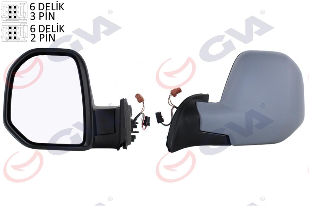 Dış Dikiz Aynası Elektrikli Sol Partner-Berlingo 08 Astarlı Sensörlü Vm-6118Ehpl