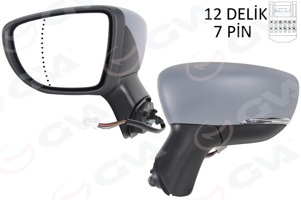 Dış Dikiz Aynası Sol Eletrikli Isıtmalı Sinyalli Astarlı Asferik Captur 17-