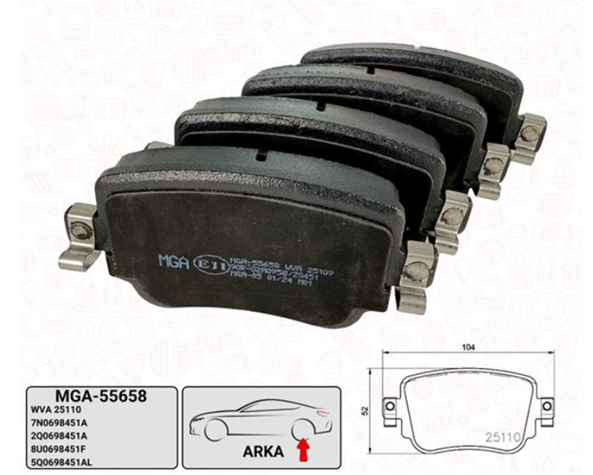 Dısk Balata Arka ( Seat:Leon 1.2 1.4 1.6Tdı 1.8Tfsı 2.0Tdı 2012- / Skoda: Octavı