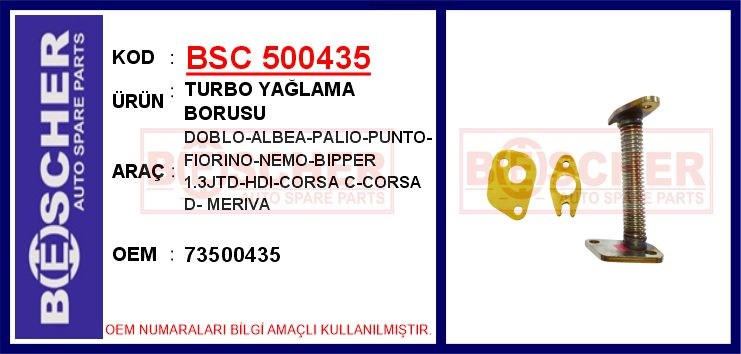 Fiat Doblo Turbo Yağlama Borusu 1.3 JTD-HDI BESCHER